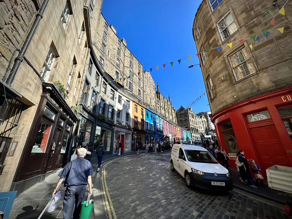 Colorful street in Edinburgh's Old Town